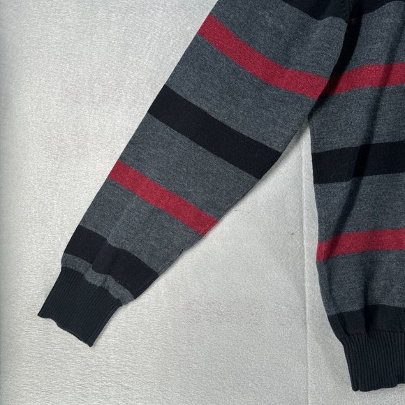 Marq Athletic Fit Mens Striped Sweater Medium Gray Crew Neck Relax Fit Casual - Picture 15 of 16